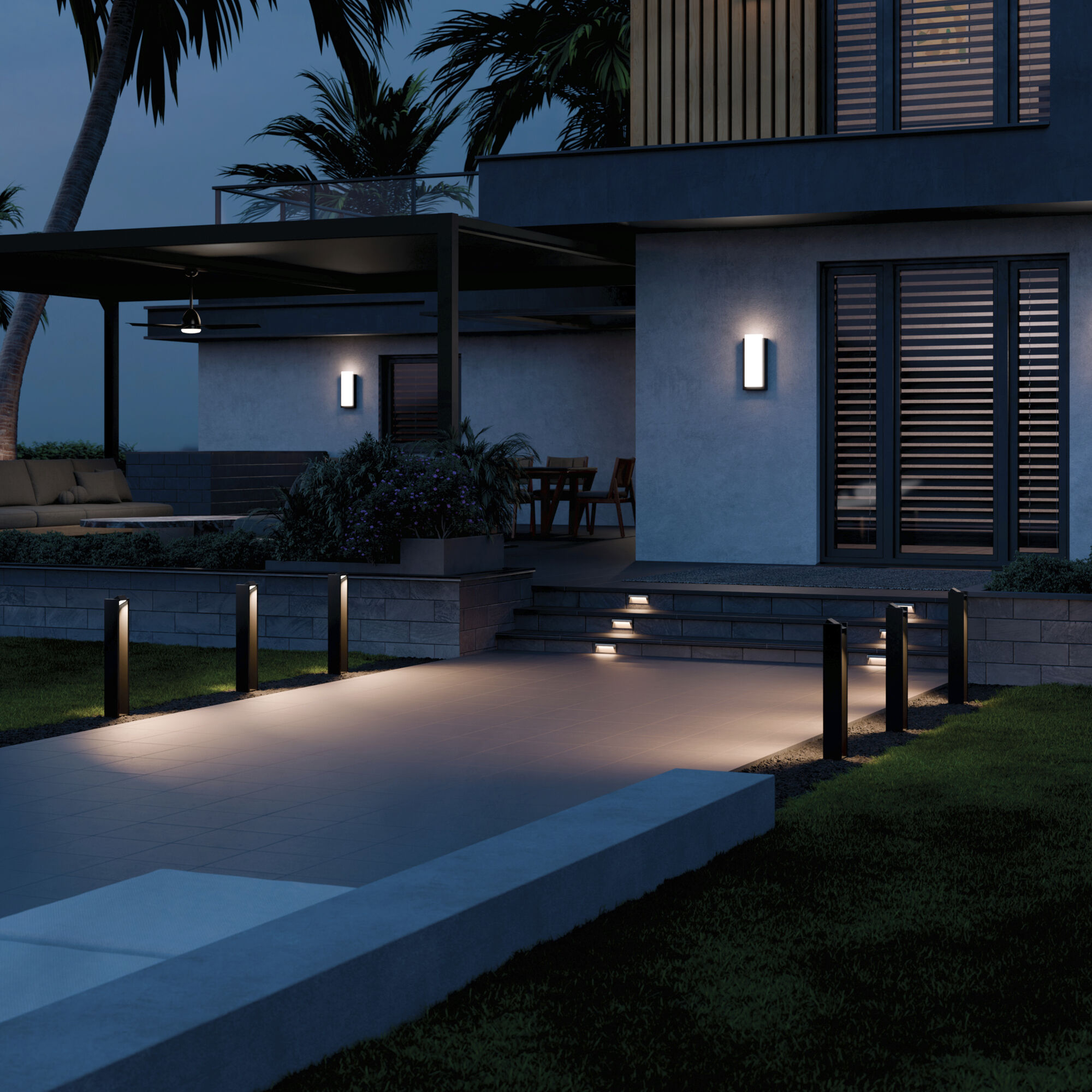 Independence 12 AC/DC 5 watt Textured Black Aimed Bollard in 3000K